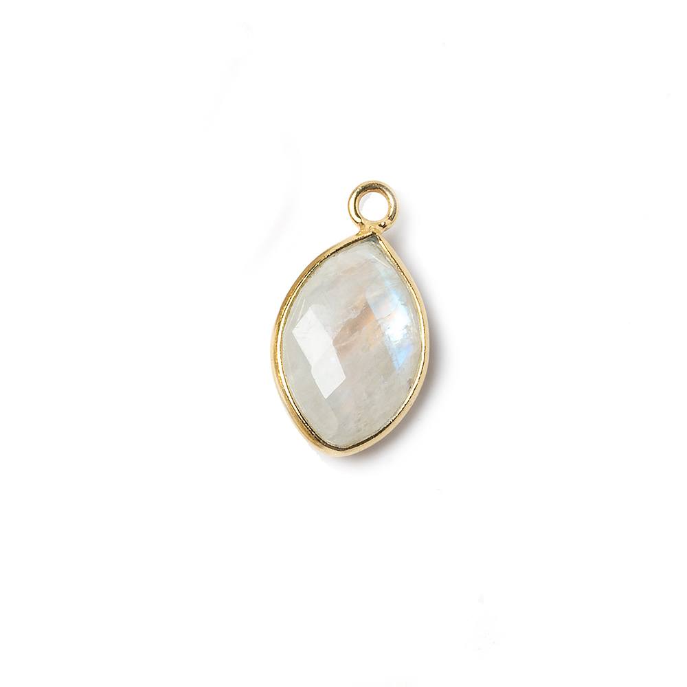 Vermeil Bezel Rainbow Moonstone faceted marquise Charm -C259