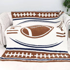 Football Pattern Throw Blanket with Tassels: FC3