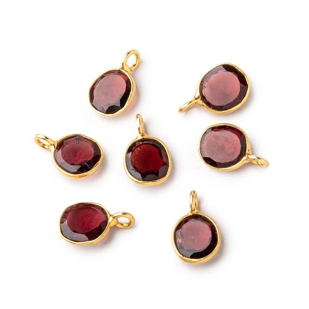 Vermeil Bezel Garnet Rose Cut Oval Charm - C251