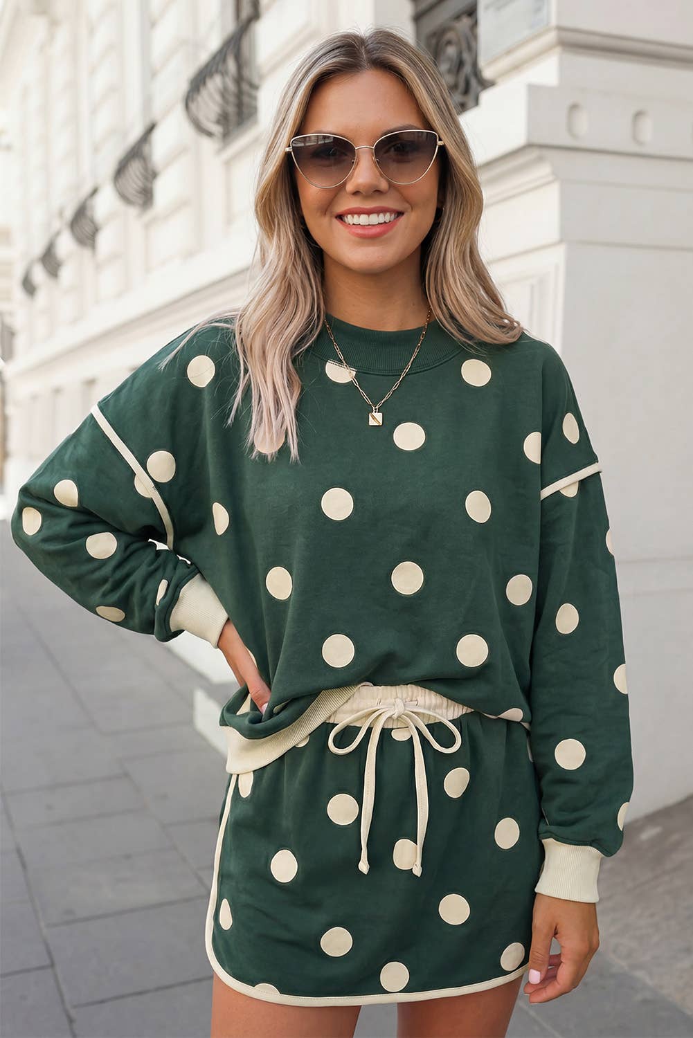 Polka Dot Print 2pcs Skort Set