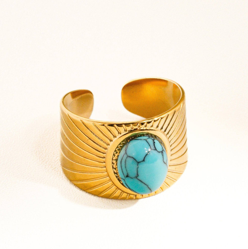 Reef Turquoise Stone Adjustable Ring - A50
