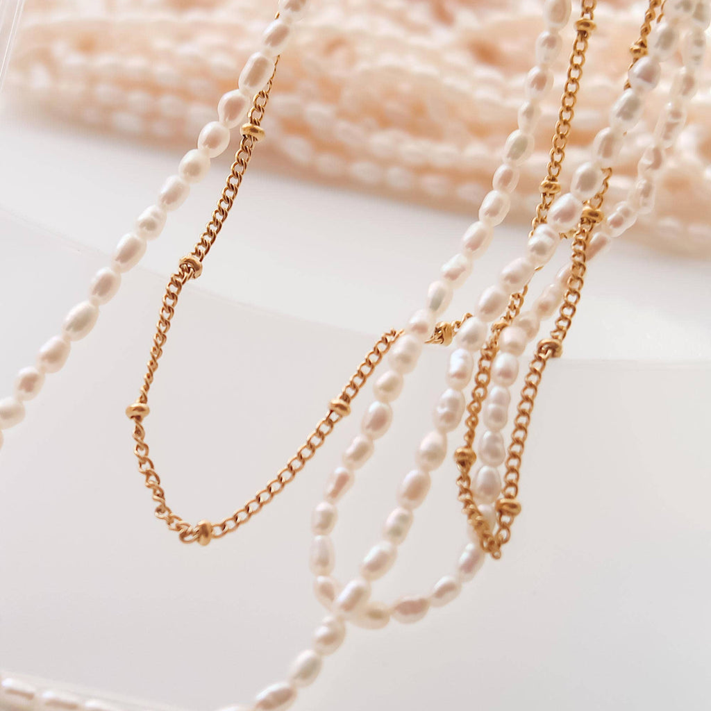 Freshwater Pearl Layered Chain Necklace - N105