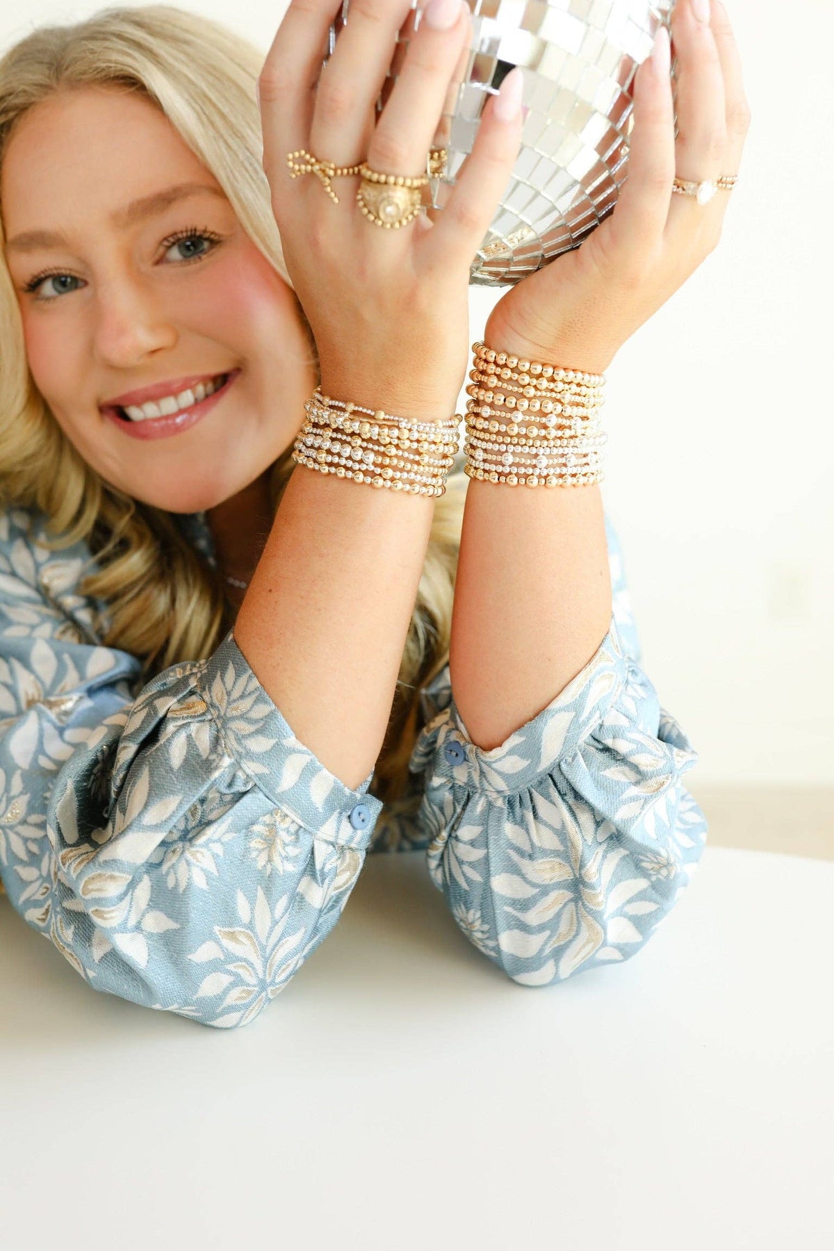Haven Mixed Metal Fluted Bracelet: Standard 6.75 inch