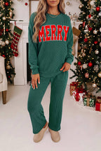 MERRY Christmas Graphic Corded Pants Set
