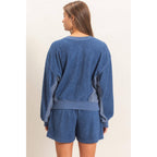 Contrast Sweatshirt & Shorts Set: IVORY