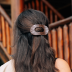 Brown Crocodile Medium Flat Round Hair Clip