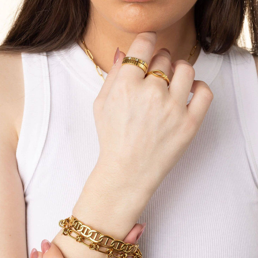 Triple Stone Fluted Stacking Ring: A115