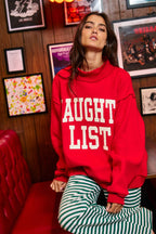 NICELIST | Reversible Slogan Mockneck Pullover: Red