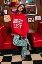 NICELIST | Reversible Slogan Mockneck Pullover: Red