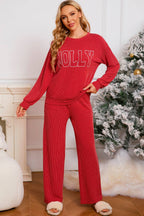 JOLLY Christmas Graphic Corded Pants Set