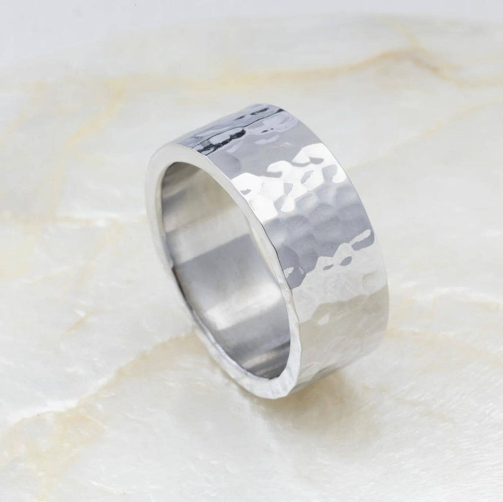 Silver Hammered Statement Ring - A148