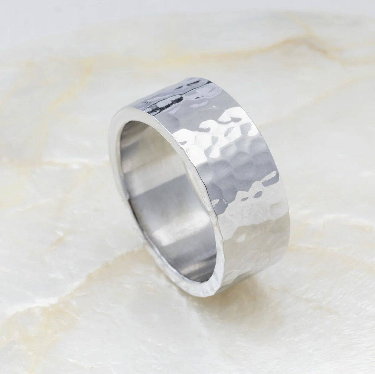 Silver Hammered Statement Ring - A148