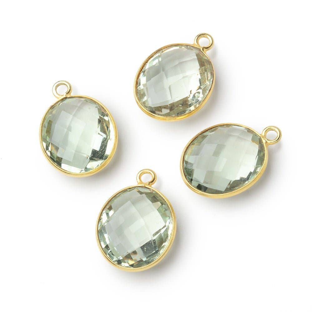 Vermeil Bezel Prasiolite Faceted Oval Charm - C272