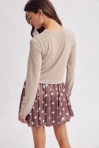BASIC RIBBED LONG SLEEVE TOP / WL26-12635: BURGUNDY