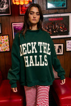 DECKTHEHALLS Reversible Mock-Neck Sweatshirt: FORREST GREEN /