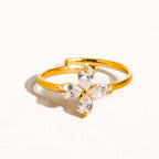 Diamond Clover Adjustable Ring - A136
