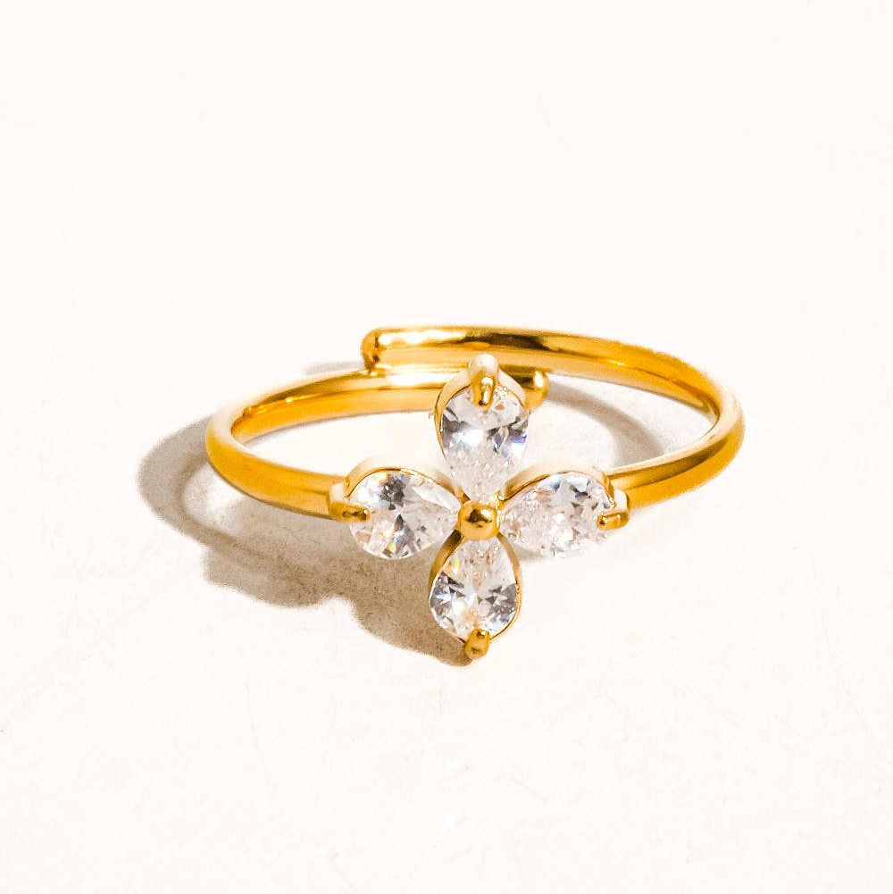 Diamond Clover Adjustable Ring - A136