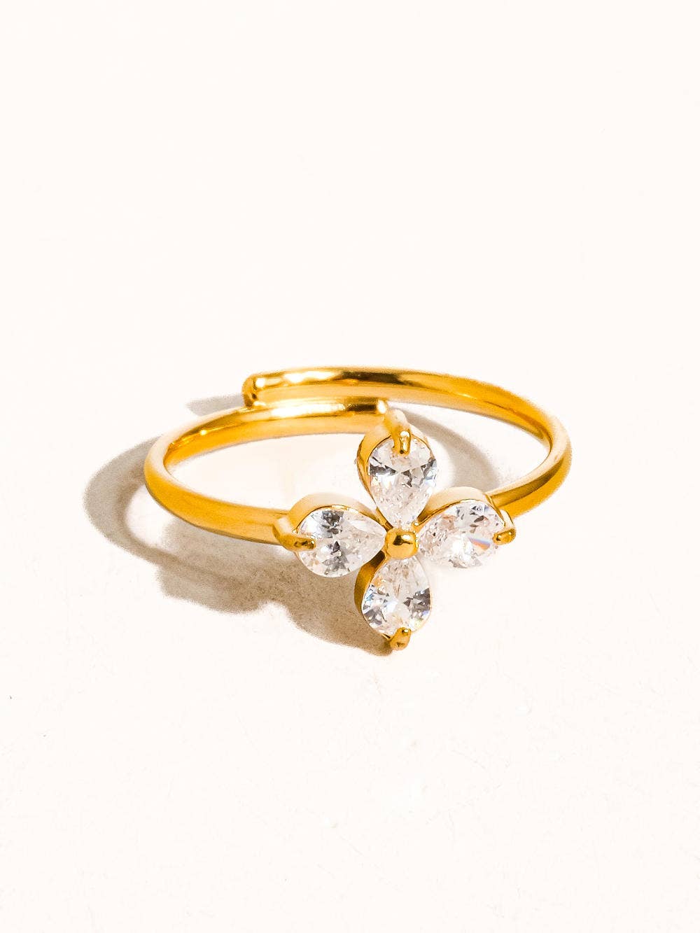 Diamond Clover Adjustable Ring - A136