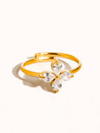 Diamond Clover Adjustable Ring - A136