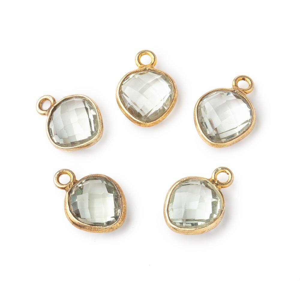 Vermeil Bezeled Prasiolite Faceted Heart Charm -  C266