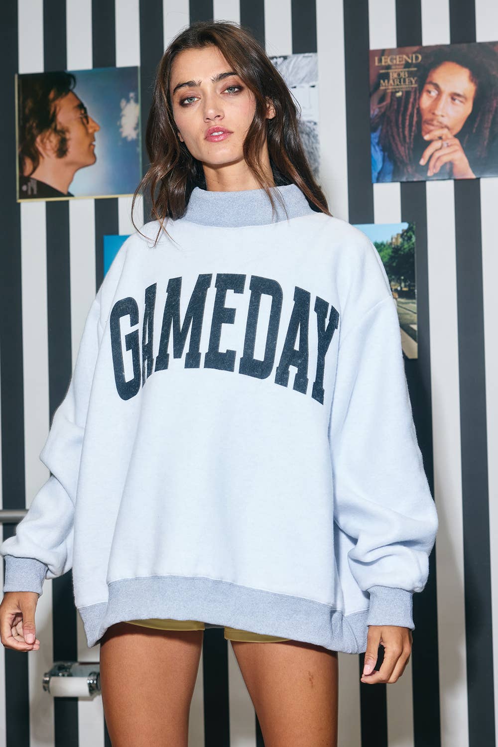 'FOOTBALL & GAMEDAY' Reversible Sweatshirt: H.GREY/BLACK