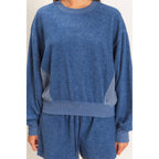 Contrast Sweatshirt & Shorts Set: CHARCOAL
