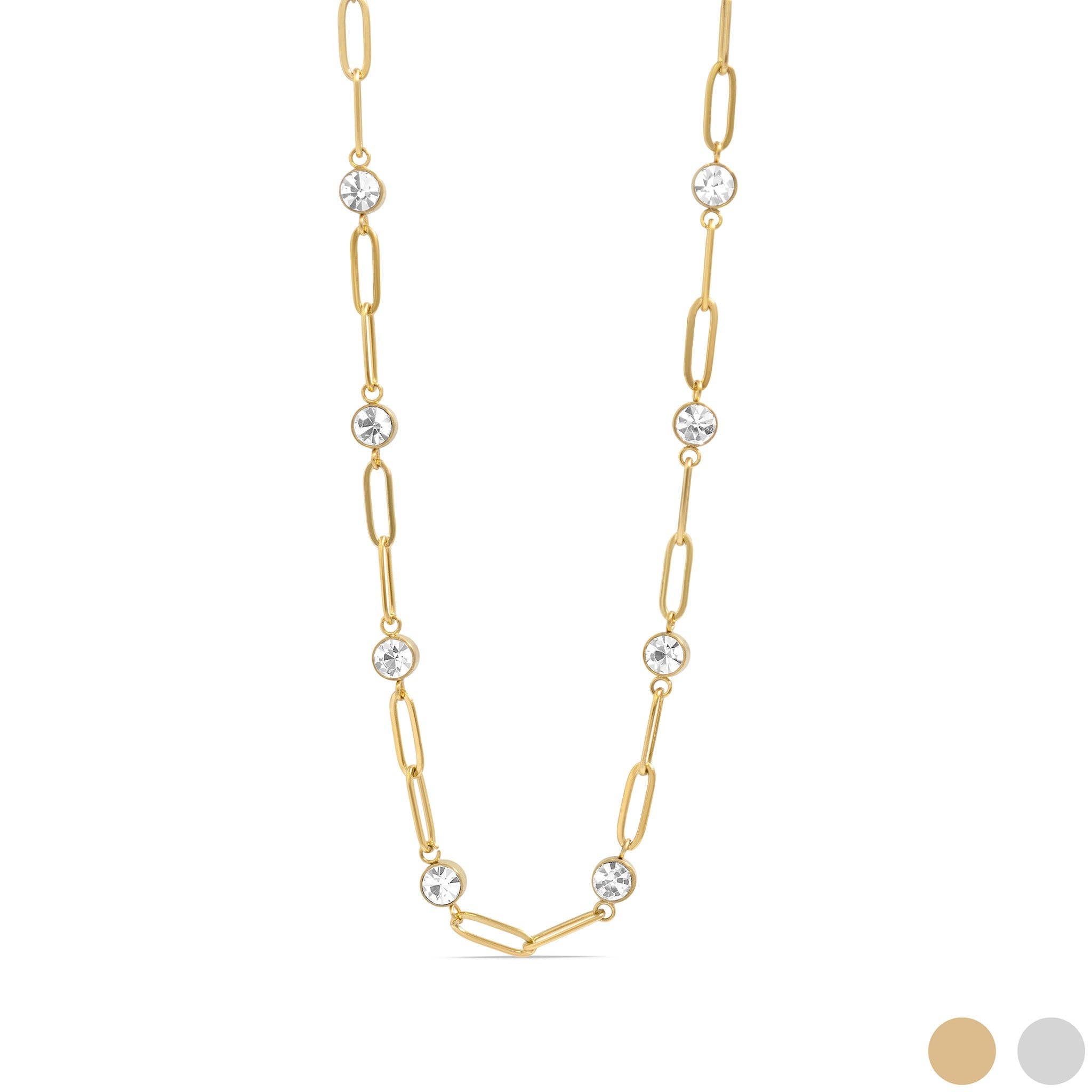 Stone Paperclip Chain Necklace - N159