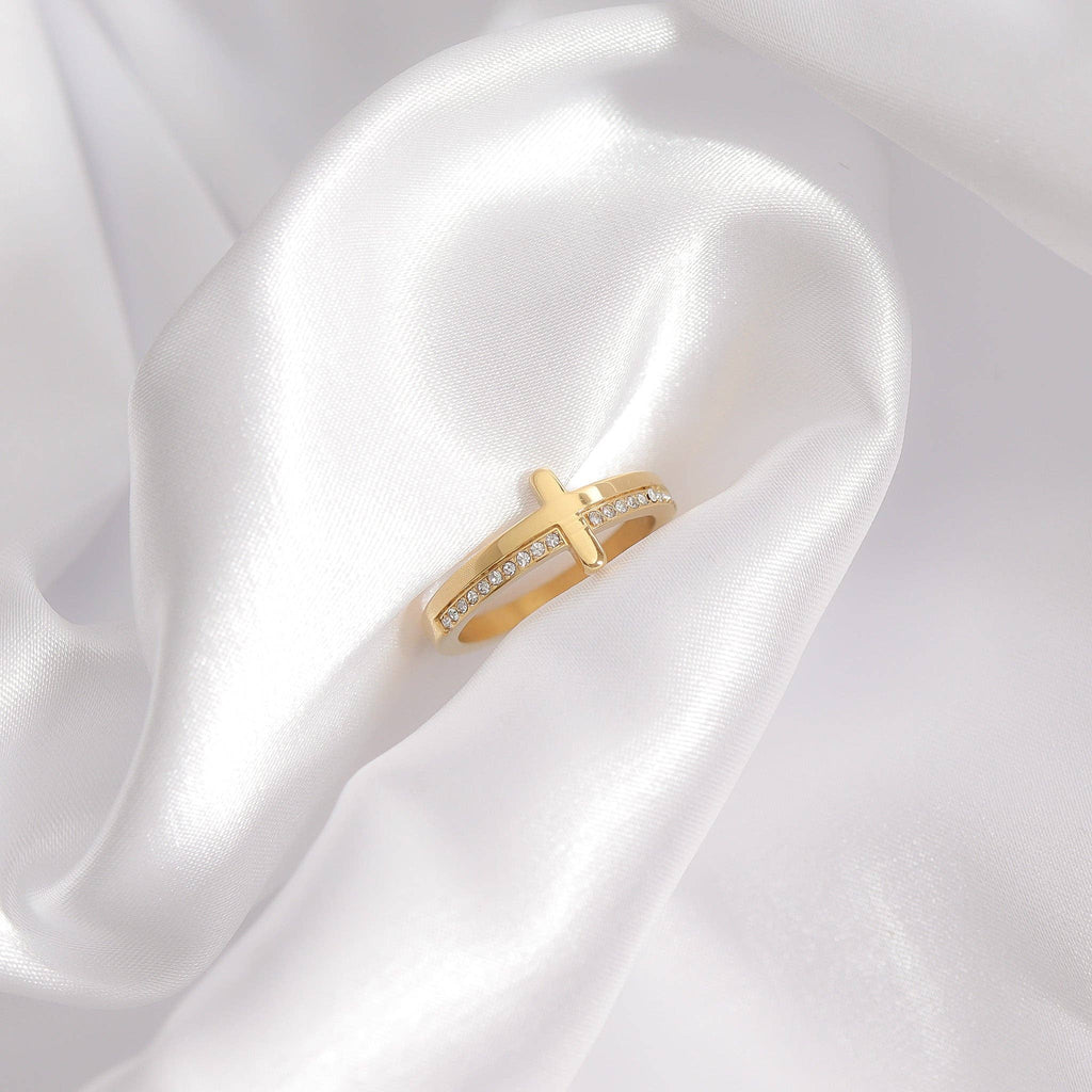 Engraved Bible Verse CZ Cross Ring: A117