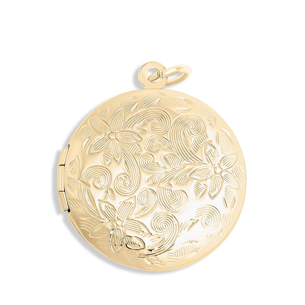 Round Textured Floral Locket Charm - C230