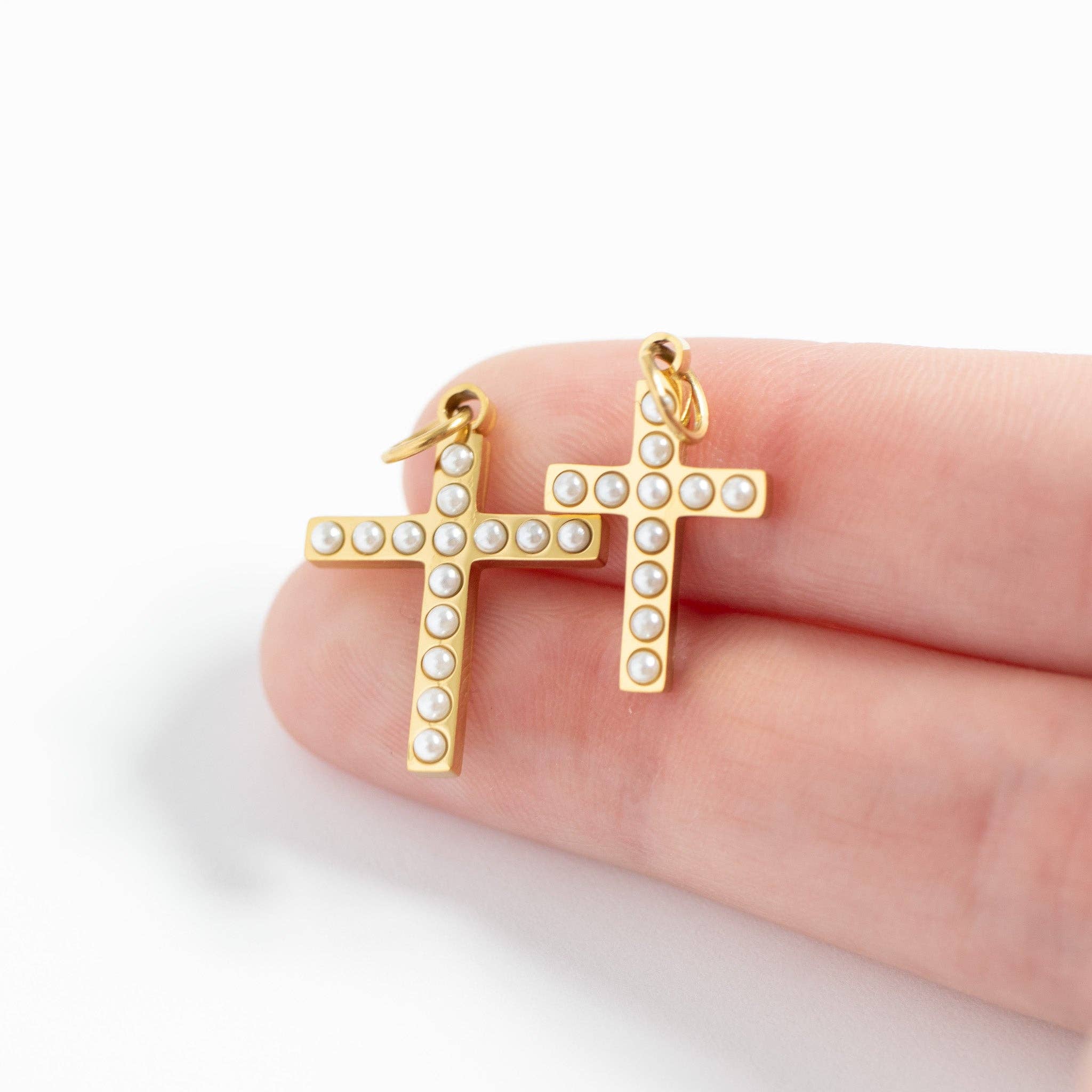 Cross Pearl Charm - C133