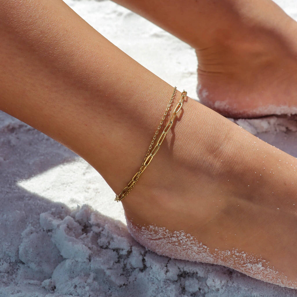 Paperclip Stack Anklet - K22