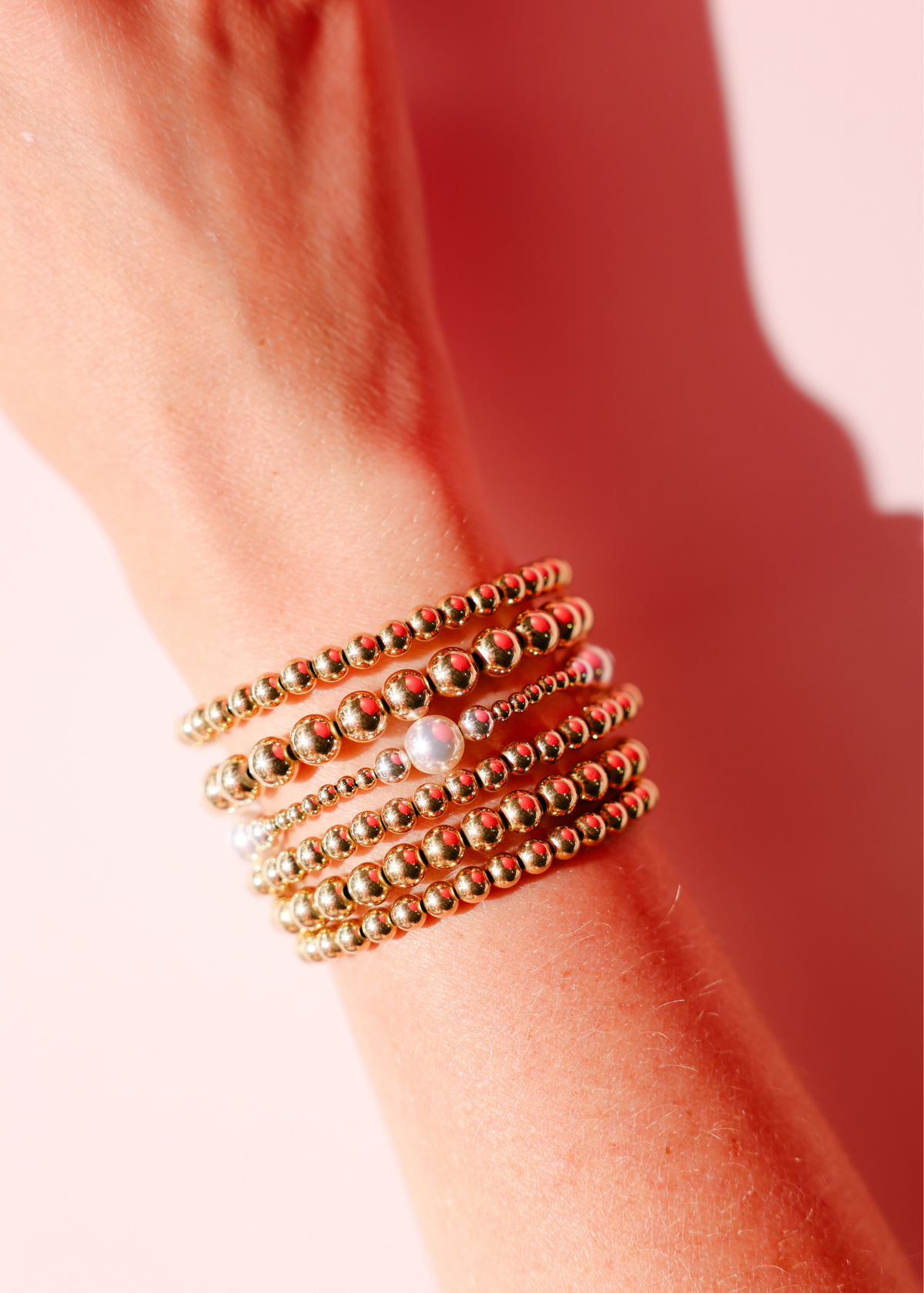 Serena Pearl Bracelet in Gold with Silver: Standard 6.75 inch