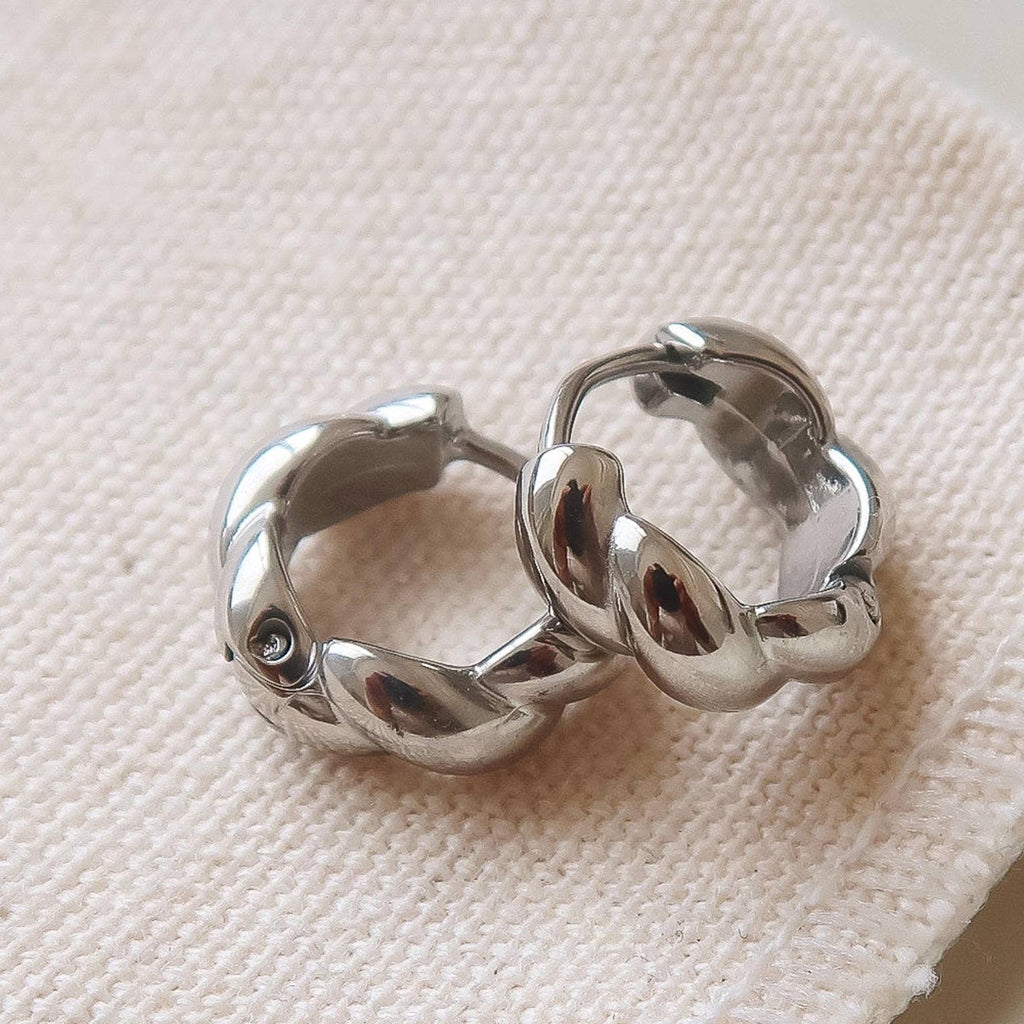 Silver Kamryn Twisted Hoop Earrings - E106