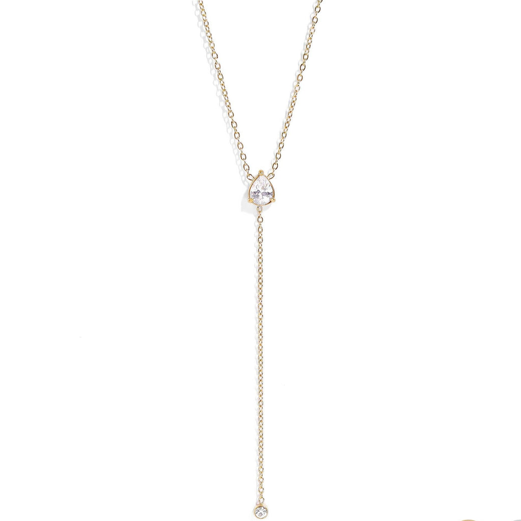 Teardrop CZ Lariat Necklace - N160