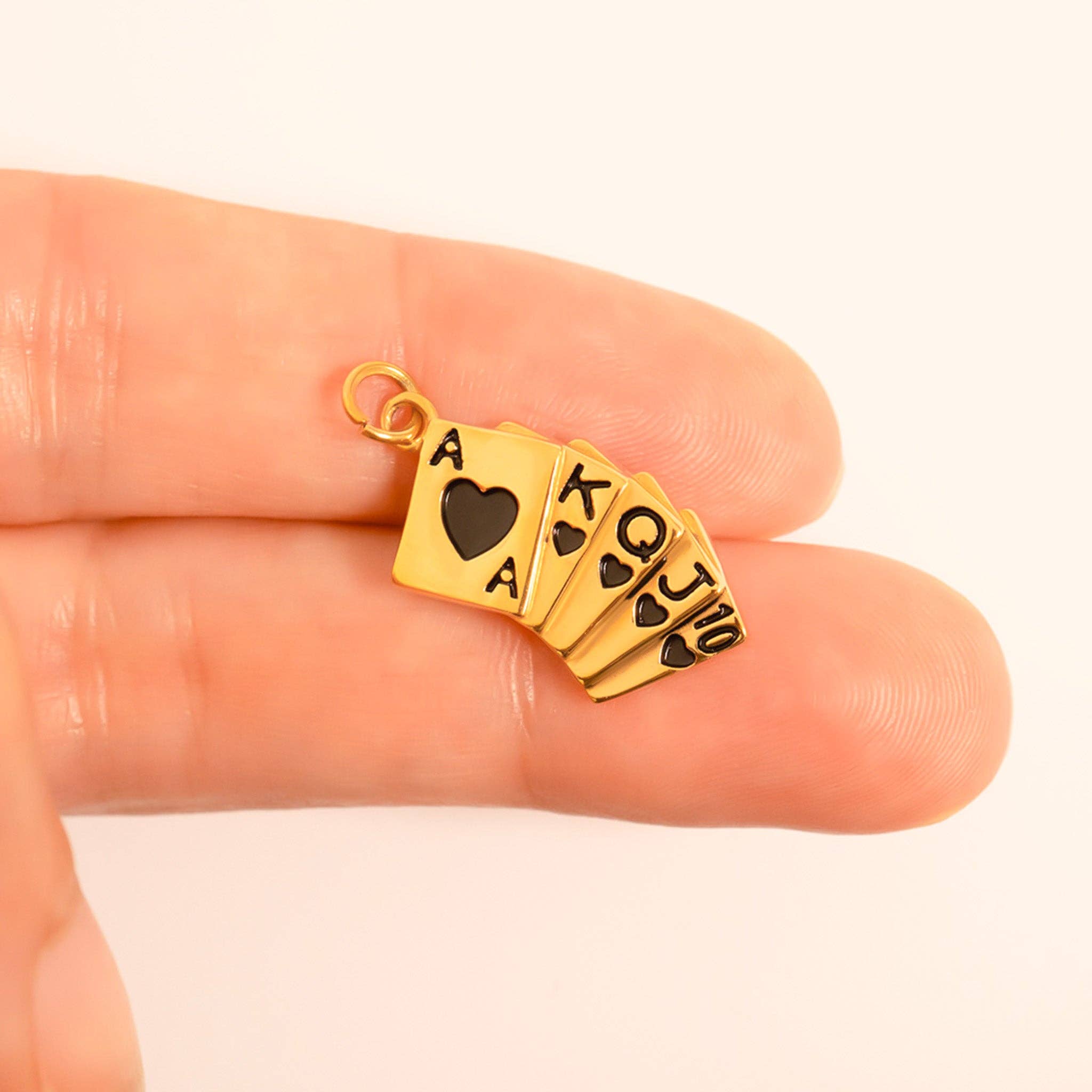 Gold Stack Playing Cards Charm - C331