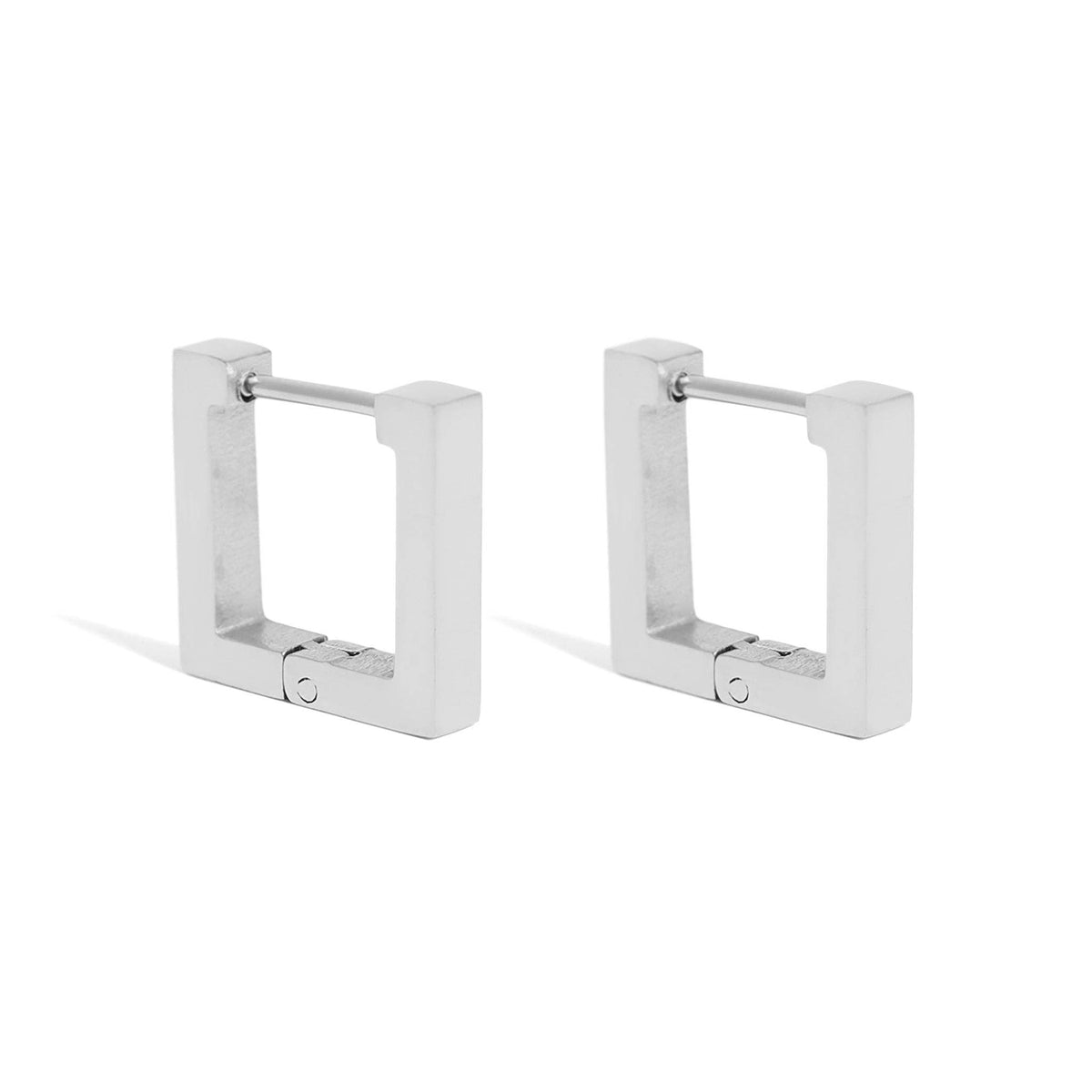 Silver Square Huggie Earrings - E113