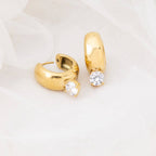 Diamond Chunky One Stone Earrings - E130