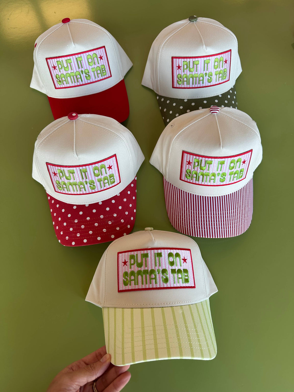 Put it on Santa's Tab Hat: Red Polka Dot
