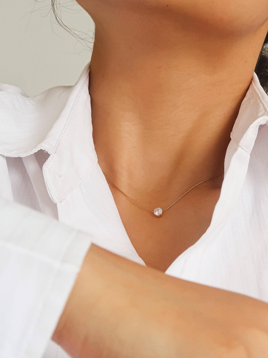 Petite Round CZ Necklace: N139