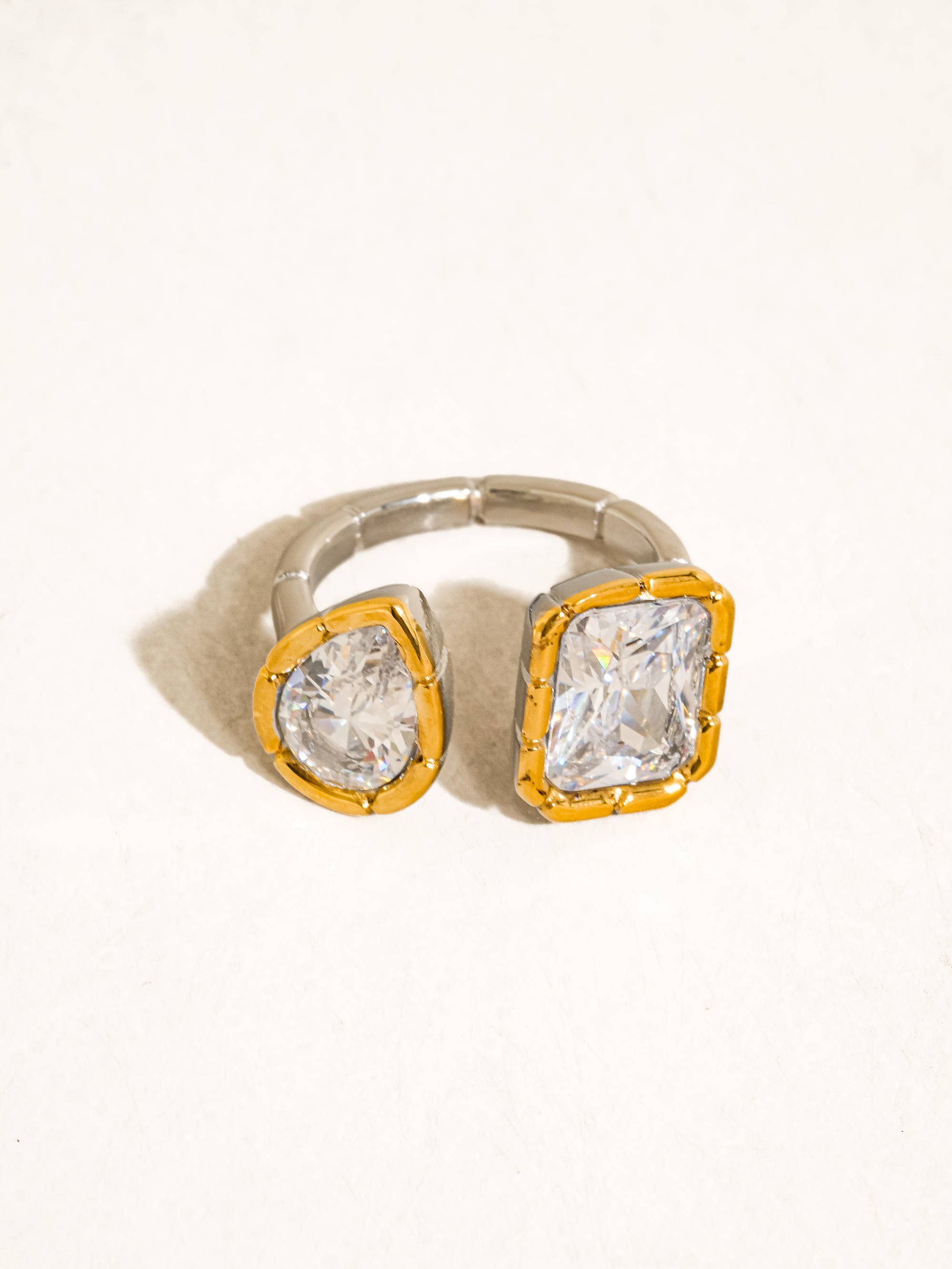 Golden Geometrical Adjustable Ring - A119