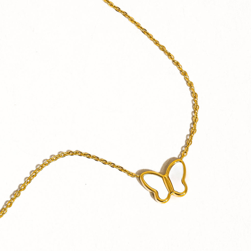 Petite Shell Butterfly Necklace - N81