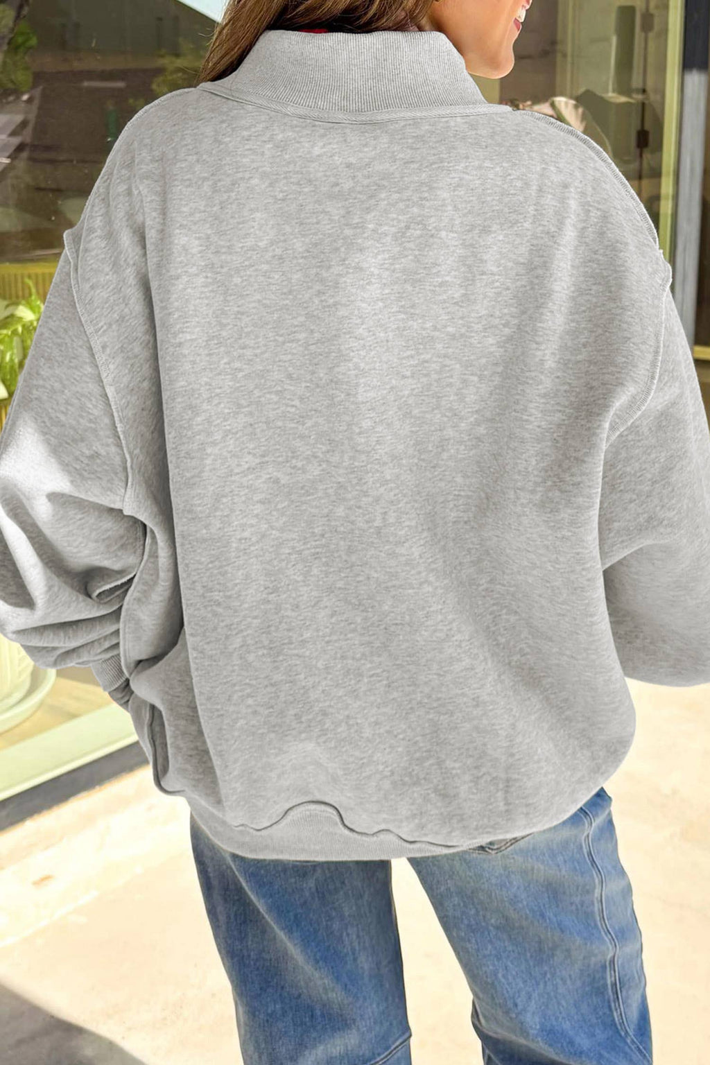 Halloween Slogan Print Mock Neck Reversible Sweatshirt