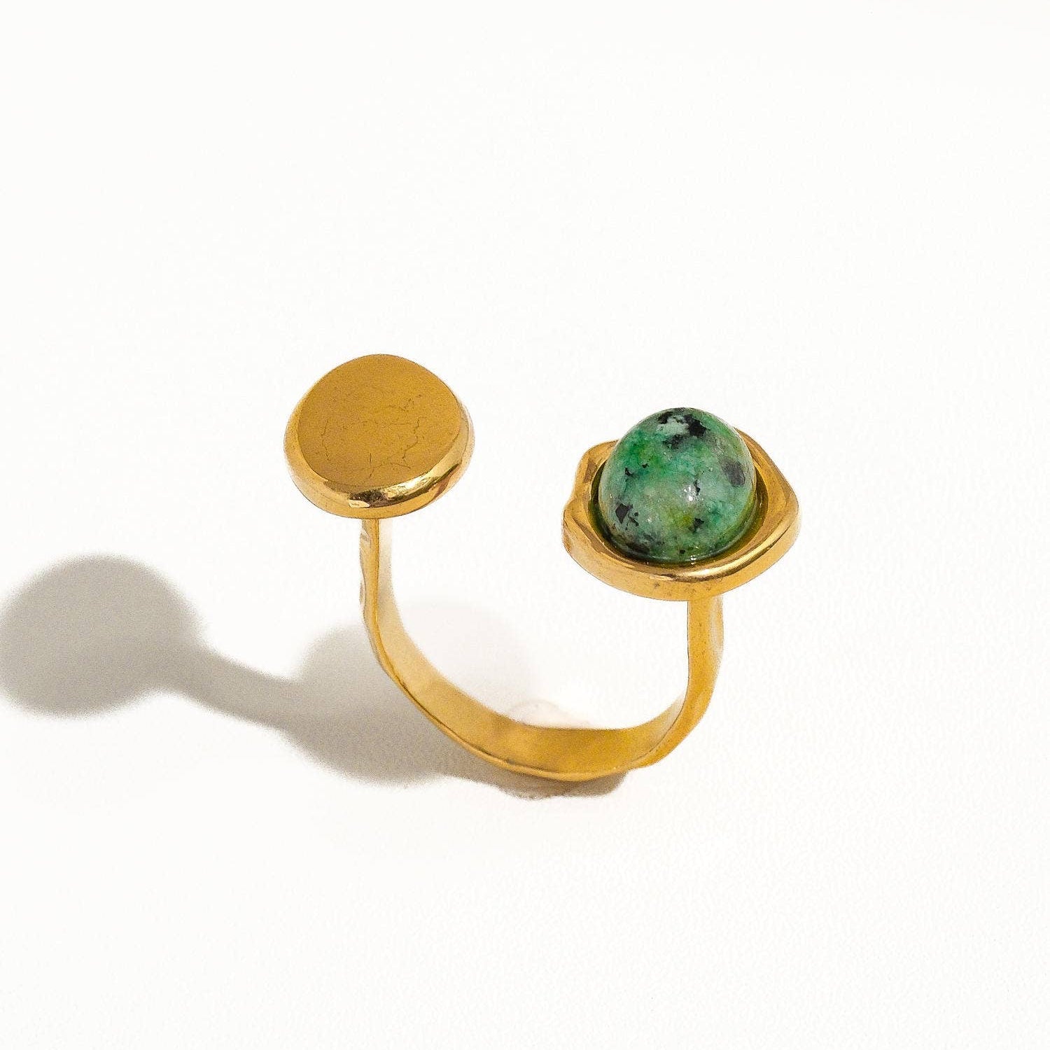 Peacock Boho Adjustable Ring with Statement Stone - A47