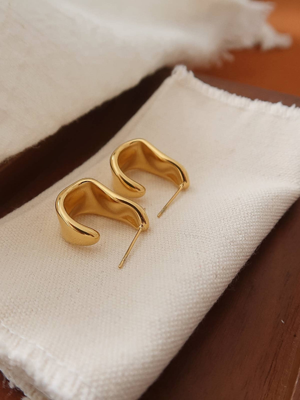 Sculpted Wave Hoop Earrings - E101