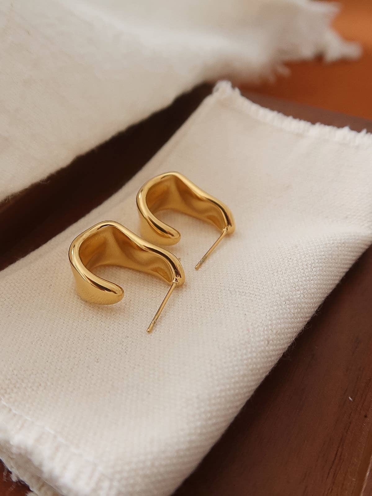 Sculpted Wave Hoop Earrings - E101
