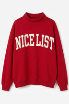 NICELIST | Reversible Slogan Mockneck Pullover: Red