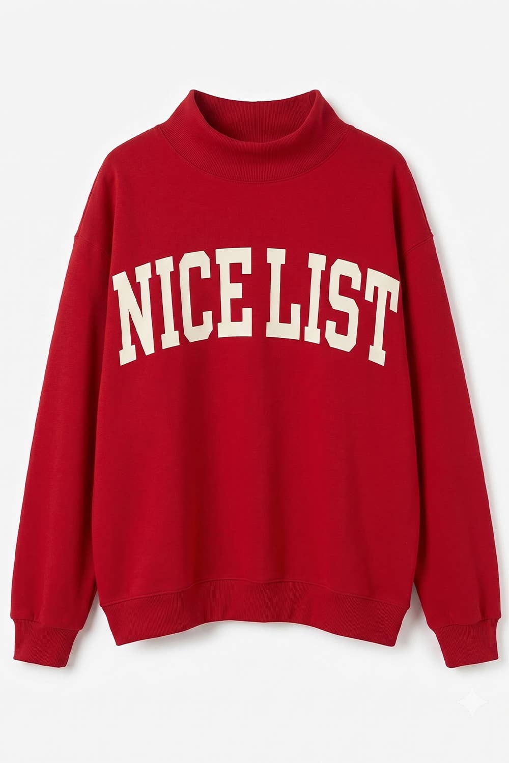 NICELIST | Reversible Slogan Mockneck Pullover: Red