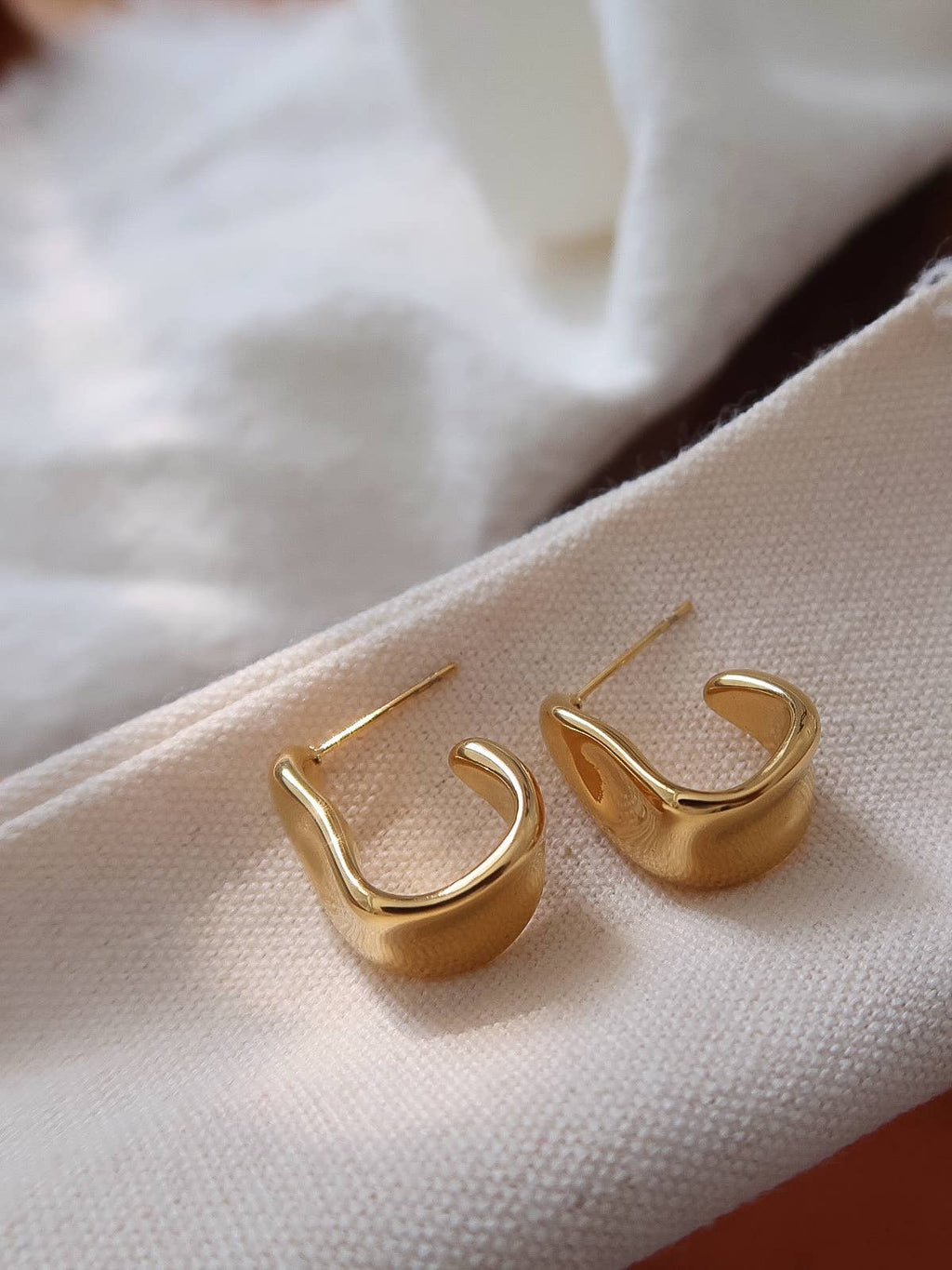 Sculpted Wave Hoop Earrings - E101