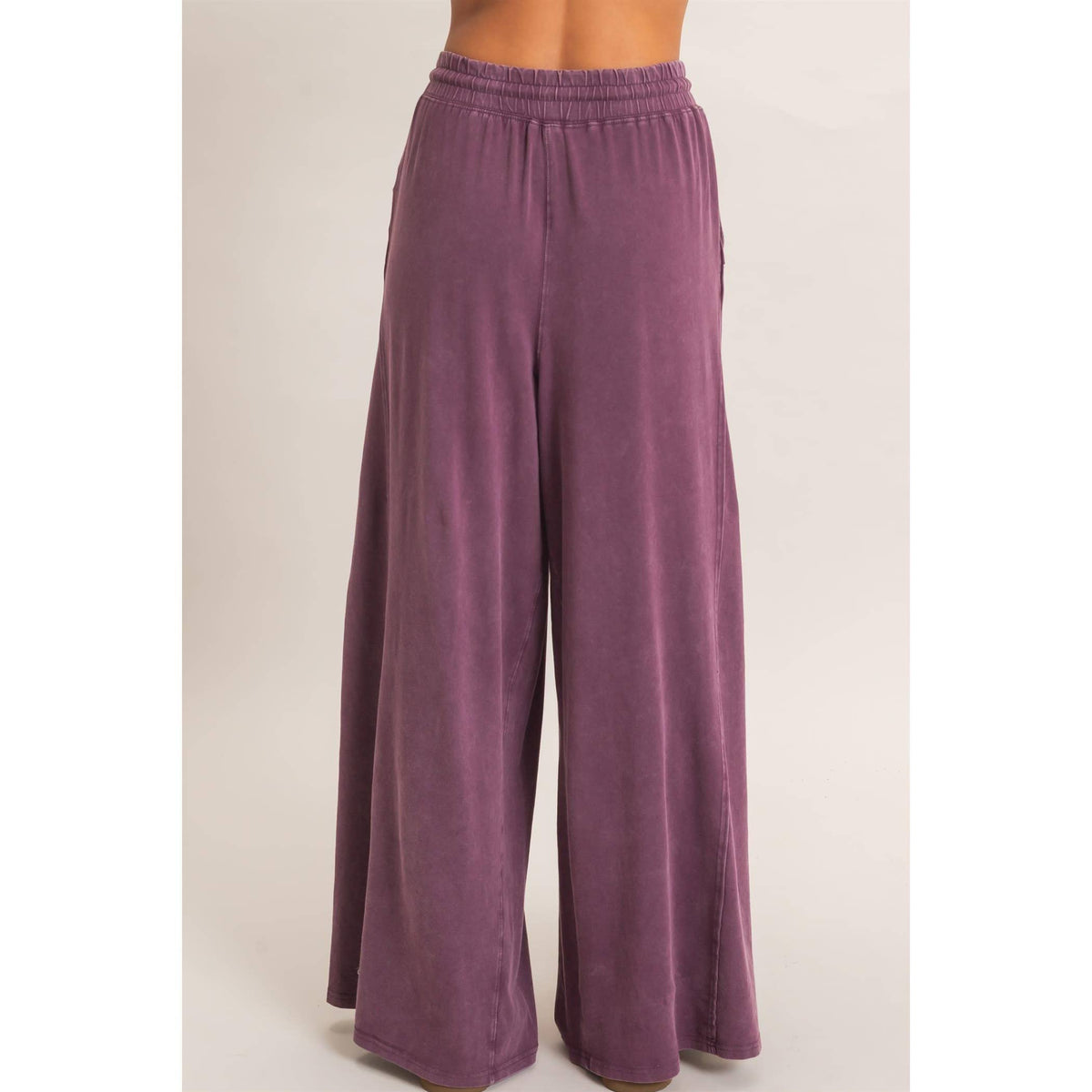 Wide Leg Mineral Wash Pants: BLACK