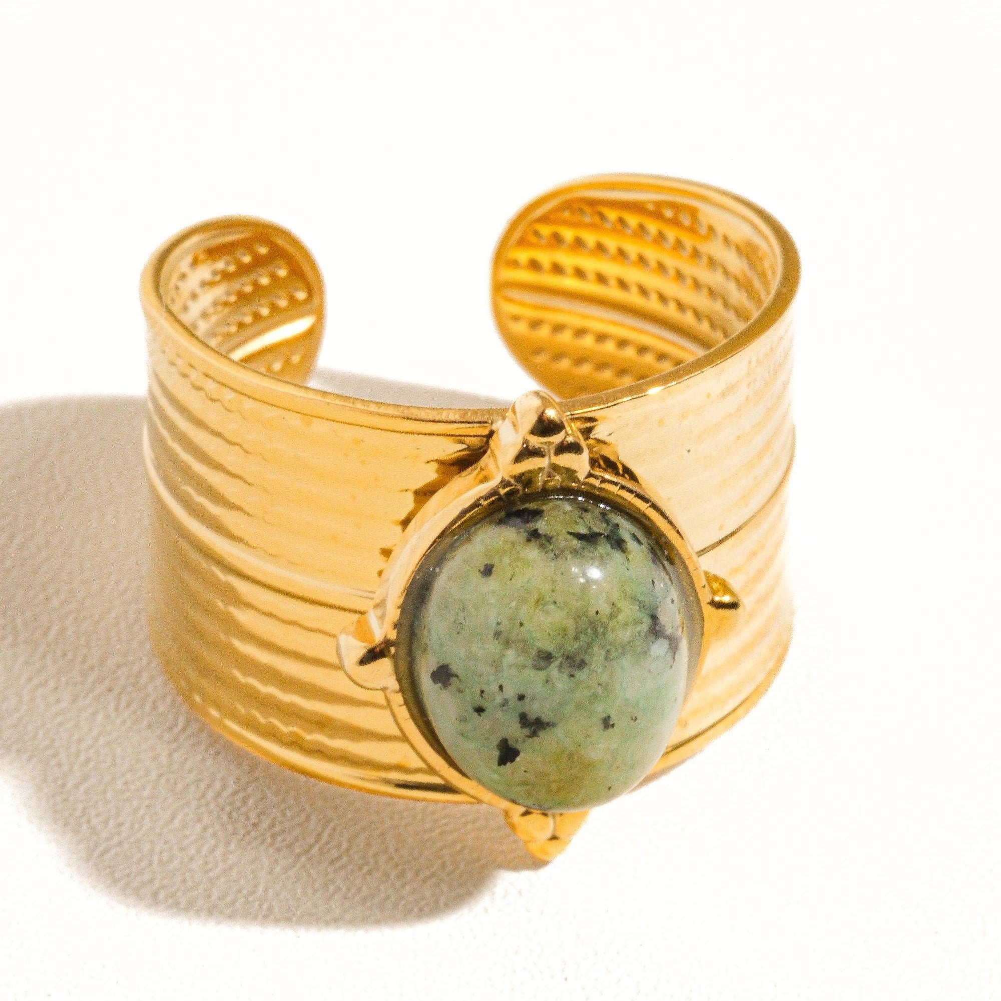 Peacock Stone Adjustable Ring - A38